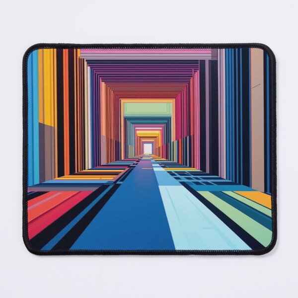 Item preview, Geometric Mirage – Colorful Op Art Optical Illusion Corridor designed and sold by AlgorithmiaArt.