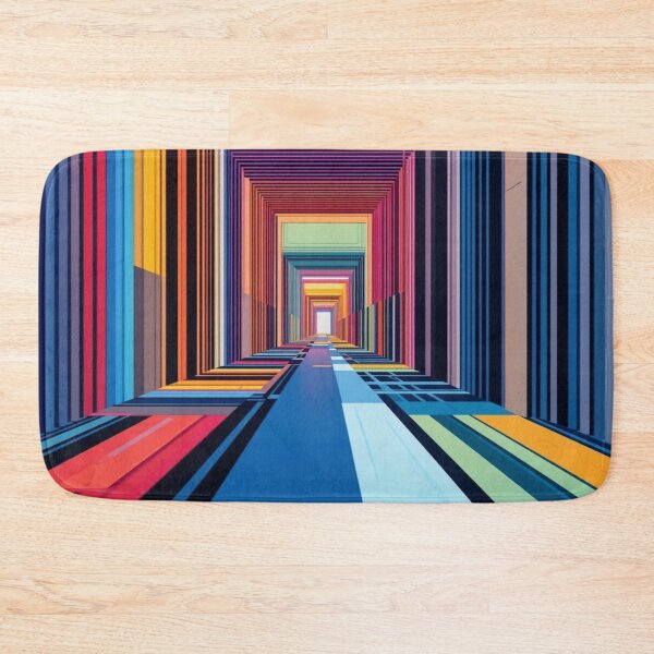 Item preview, Geometric Mirage – Colorful Op Art Optical Illusion Corridor designed and sold by AlgorithmiaArt.