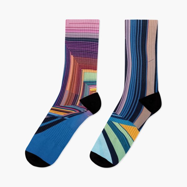 Item preview, Geometric Mirage – Colorful Op Art Optical Illusion Corridor designed and sold by AlgorithmiaArt.