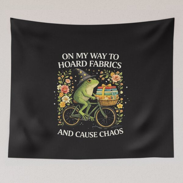 Item preview, Funny Sewing Frog Fabric Hoarder Quilter Gift On My Way To Hoard Fabrics Humor designed and sold by kiralynstration.