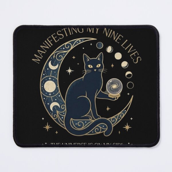Item preview, Manifesting My Nine Lives - Mystic Cat Celestial Gold Aesthetic designed and sold by LaurannaDesign.