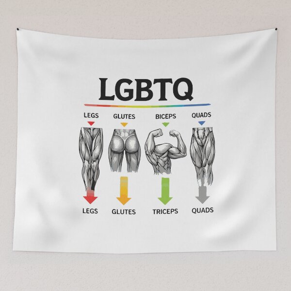 Item preview, LGBTQ Gym Legs Glutes Biceps Triceps Quads Funny Workout Pride Fitness Humor designed and sold by kiralynstration.