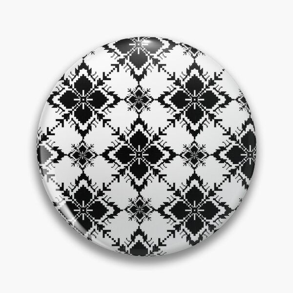 Artikelvorschau, Ein kunstvolles, schwarz-weißes geometrisches Volksmuster, das traditionelle Kreuzstichmotive mit modernem minimalistischem Flair verbindet. entworfen und verkauft von AdesignbyG.