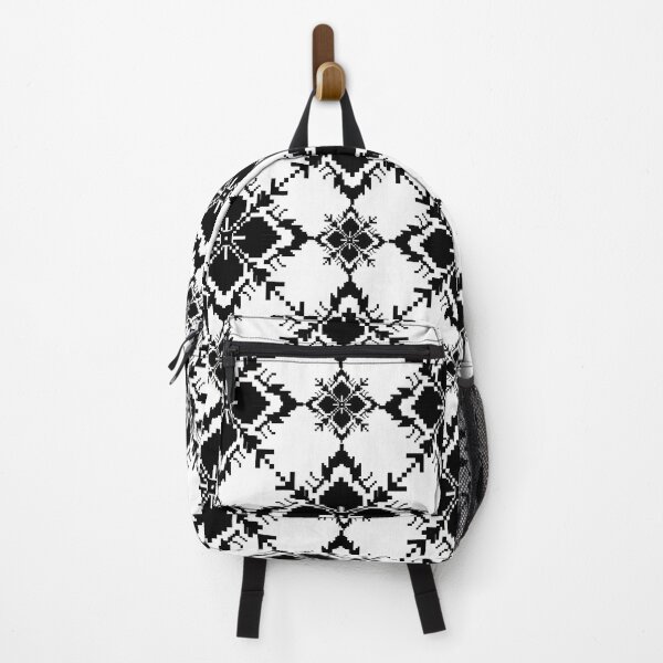 Item preview, An intricate black and white geometric folk pattern,blending traditional cross stitch motifs with modern minimalist flair. designed and sold by AdesignbyG.