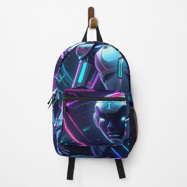 Item preview, Future Guardian – Retro Futuristic Neon Android Robot Art designed and sold by AlgorithmiaArt.