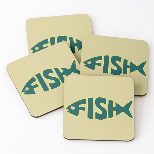 Item preview, Fish Typography Logo – Minimal Green Fish with Yellow Outline designed and sold by busurman.