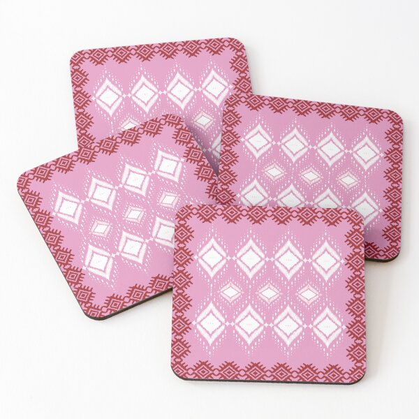 Item preview, .Elegant ikat diamond symmetrical pattern on radiant pink. A vibrant textile design for global markets designed and sold by AdesignbyG.