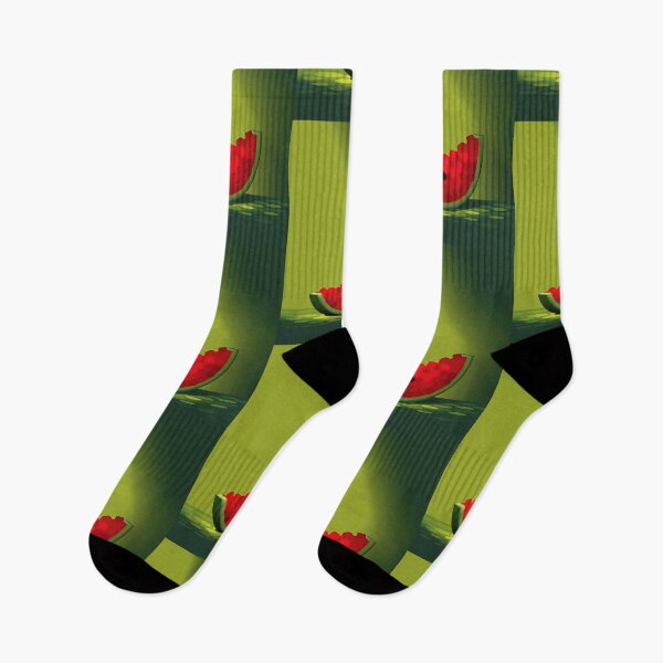 Item preview, Minimalist Watermelon Slice on Green Background designed and sold by Piotrek0001.