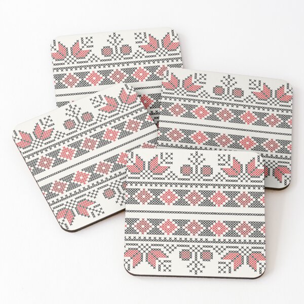 Item preview, Palestinian Tatreez Traditional Embroidery Pattern Design blk-red designed and sold by Hurriyyatee.