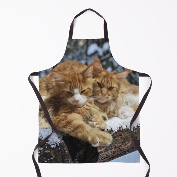 Item preview, Cuddly Maine Coon Cats on a Snowy Log designed and sold by RakyLaky.