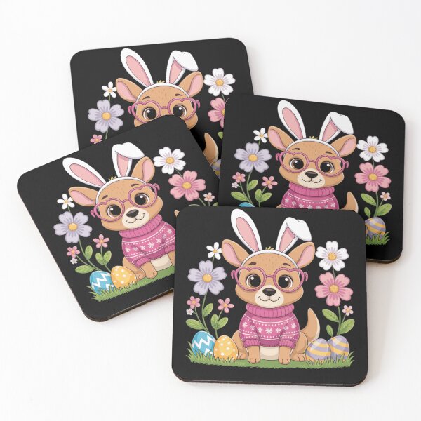 Item preview, Cute Easter Kangaroo in Bunny Ears and Pink Heart Glasses designed and sold by anamul43.