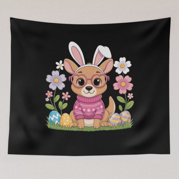 Item preview, Cute Easter Kangaroo in Bunny Ears and Pink Heart Glasses designed and sold by anamul43.