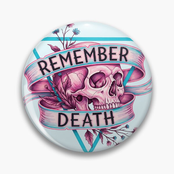 Item preview, Remember Death Pink Skull and Pink Flowers Leaves in Triangle designed and sold by nuel-art.