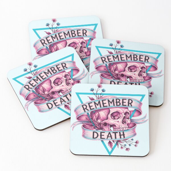 Item preview, Remember Death Pink Skull and Pink Flowers Leaves in Triangle designed and sold by nuel-art.