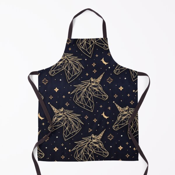 Item preview, Geometric Golden Unicorn Pattern on Midnight Blue Starry Background designed and sold by RushVibeWear.