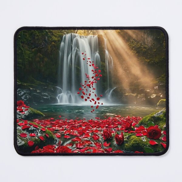 Item preview, Magical Waterfall with Floating Red Rose Petals designed and sold by NadinGerasi.