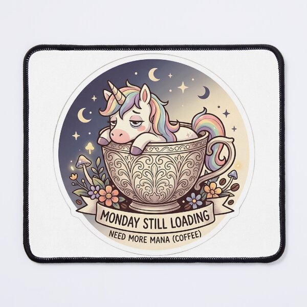Item preview, Monday Still Loading Funny Unicorn in Teacup Sticker designed and sold by TheLazyVibe.