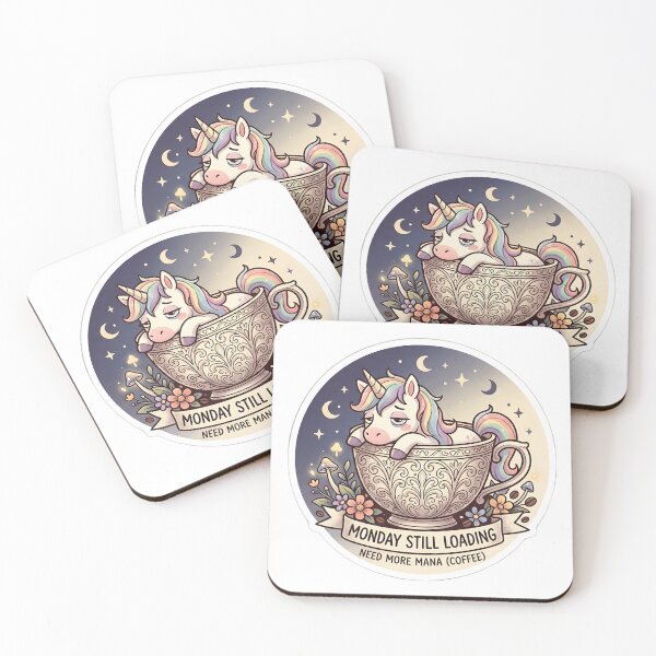 Item preview, Monday Still Loading Funny Unicorn in Teacup Sticker designed and sold by TheLazyVibe.