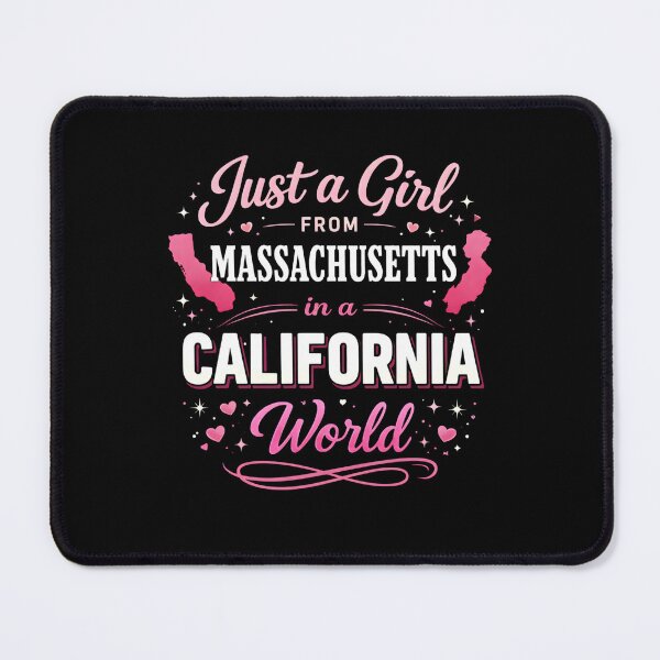 Item preview, Just a Girl from Massachusetts Living in a California World – Cute Long Distance State Pride Gift designed and sold by THREE LITTLE BEANS.