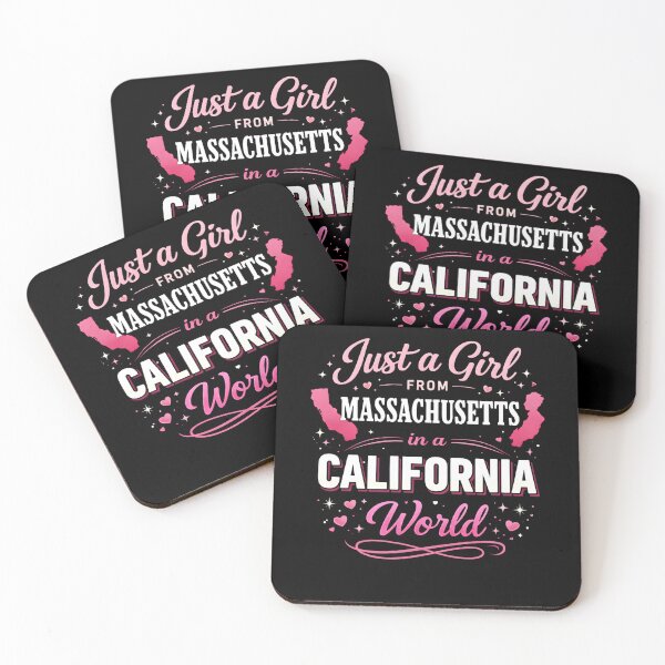 Item preview, Just a Girl from Massachusetts Living in a California World – Cute Long Distance State Pride Gift designed and sold by THREE LITTLE BEANS.