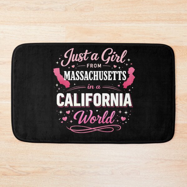 Item preview, Just a Girl from Massachusetts Living in a California World – Cute Long Distance State Pride Gift designed and sold by THREE LITTLE BEANS.