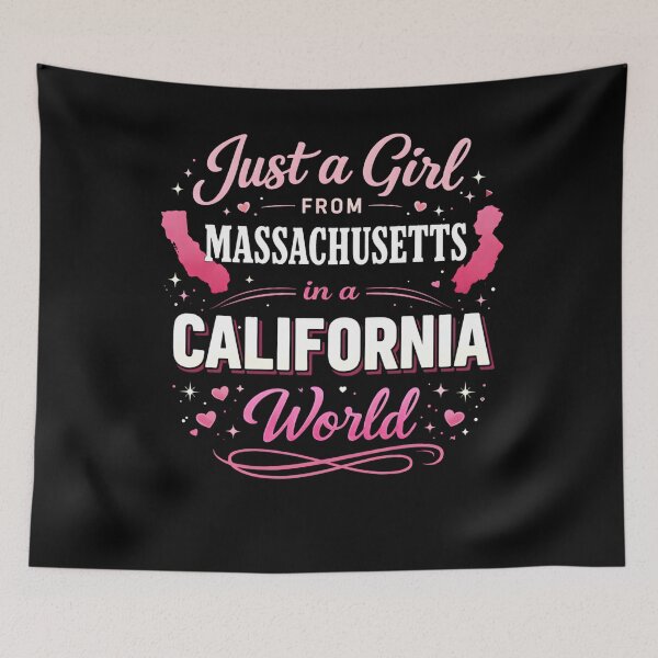 Item preview, Just a Girl from Massachusetts Living in a California World – Cute Long Distance State Pride Gift designed and sold by THREE LITTLE BEANS.