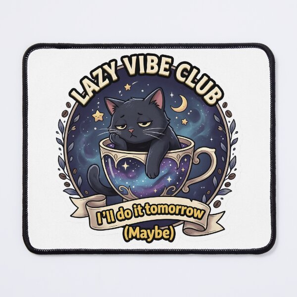 Item preview, Lazy Vibe Club Black Cat I'll Do It Tomorrow Sticker designed and sold by TheLazyVibe.