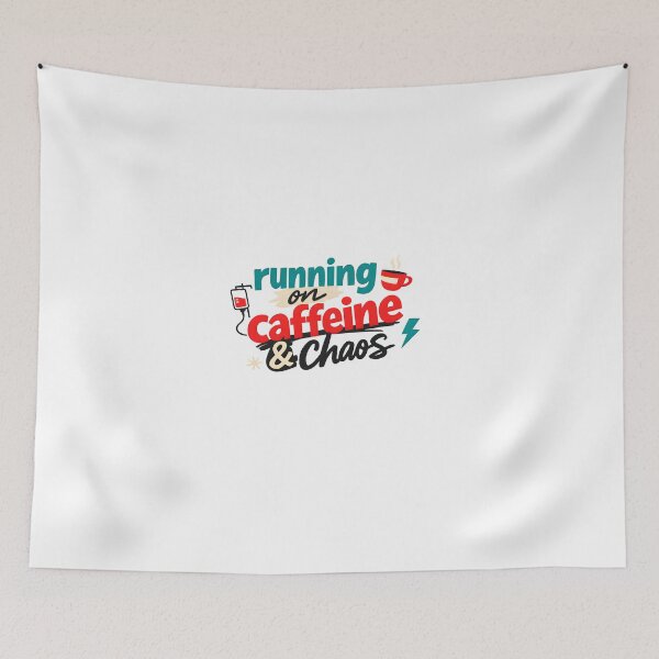 Item preview, "Running on Caffeine & Chaos" | Funny Nurse & Tired Professional Gift designed and sold by Naviora.