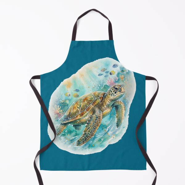 Item preview, Watercolor sea turtle swimming sunlight rays ocean art print designed and sold by icemanphotos.