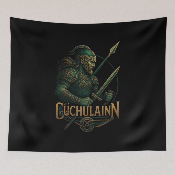 Item preview, Cú Chulainn Celtic Warrior Design, Irish Mythology Hero Shirt, Ulster Warrior, Gaelic Legend, Celtic Hero, Ancient Ireland Warrior, Mythic Fighter Art designed and sold by Typologystudios.