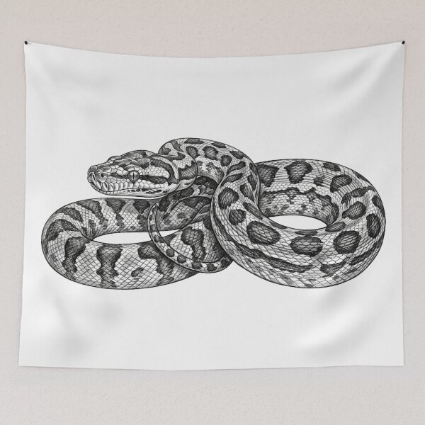 Item preview, Detailed Jungle Python Snake Coiled Sketch Art designed and sold by Digital Duniyah.