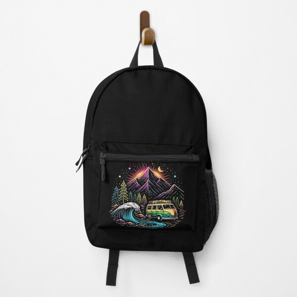 Item preview, Vintage Camper Van Mountain Wave Adventure Line Art designed and sold by PixelQ.