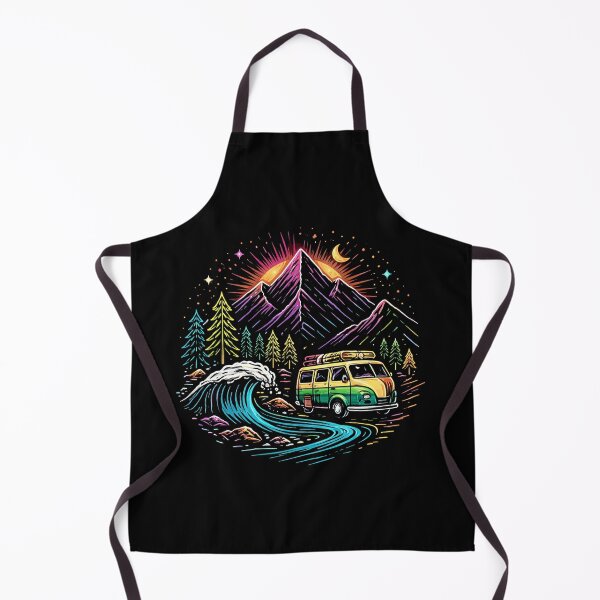 Item preview, Vintage Camper Van Mountain Wave Adventure Line Art designed and sold by PixelQ.
