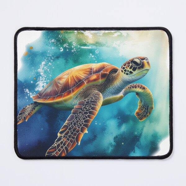 Item preview, Watercolor sea turtle swimming sunlight rays ocean art print designed and sold by icemanphotos.