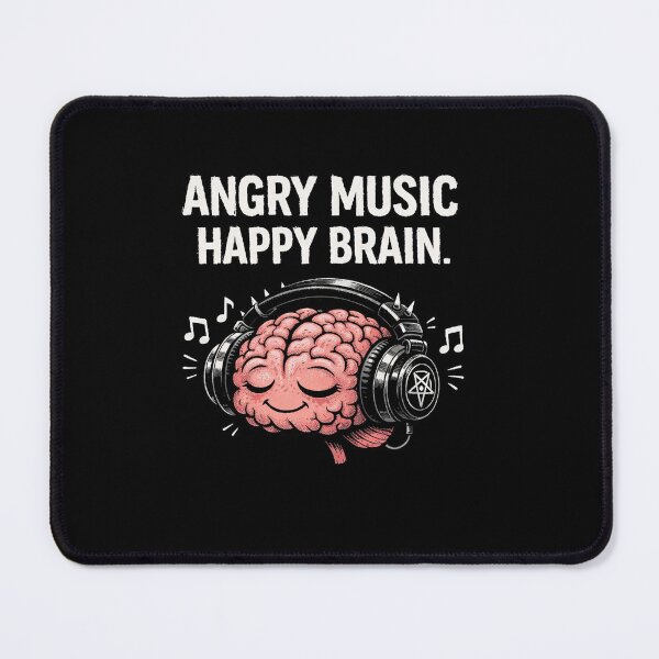 Item preview, Angry Music Happy Brain - Funny Metalhead Sticker designed and sold by JossDesign15.