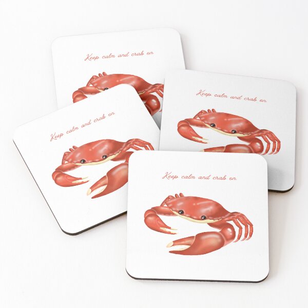 Item preview, Keep Calm and Crab On - Cute Red Crab Illustration Wall Art designed and sold by poonzapoon.