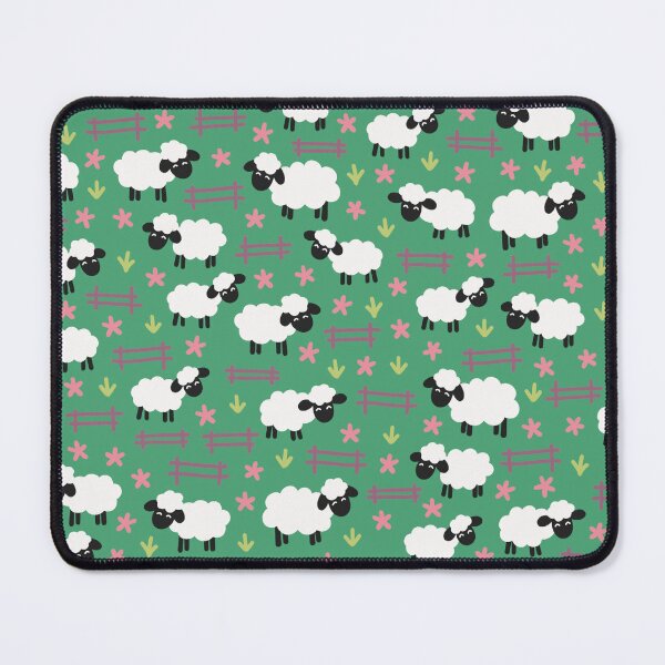 Item preview, Cute Sheep in a Field Whimsical Dark Green Pattern designed and sold by winterpumpkin.