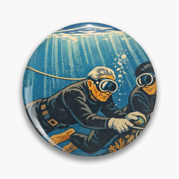 Item preview, KOREA HAENAM - Father and Son Sea Divers Jeju Island Retro Vintage Poster designed and sold by KOREA-HAENAM.