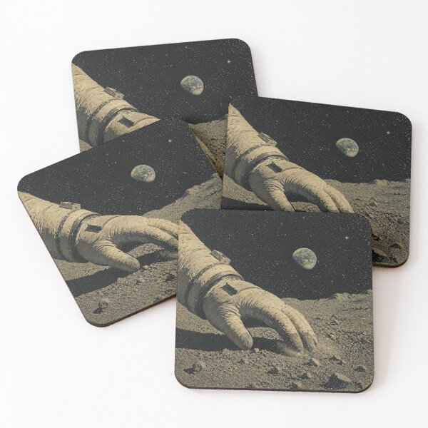 Item preview, Touching Another World – Astronaut Hand, Retro Space Art, Cosmic Detail designed and sold by Galskap.