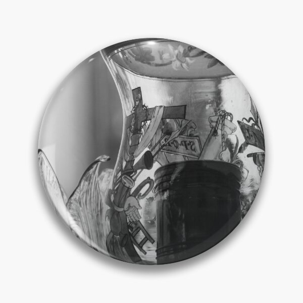 Item preview, Vintage Ornate Glass Lamp With Floral Design and Metal Base in Black and White Close-Up designed and sold by Nmallia.