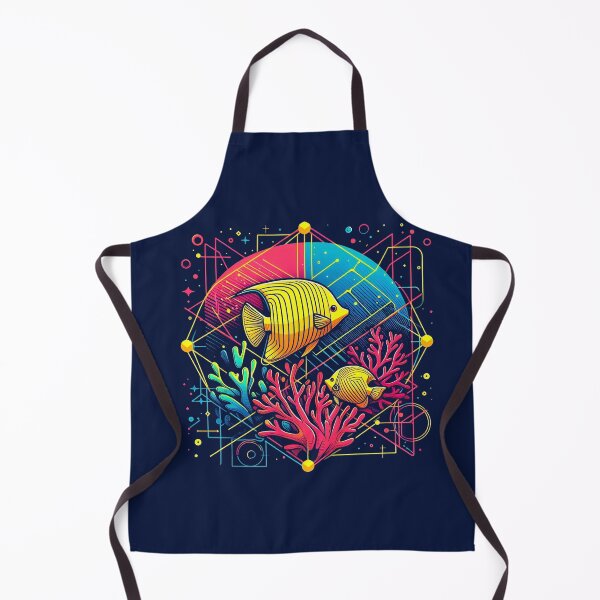 Item preview, Neon Tropical Fish Geometric Coral Reef Art designed and sold by PixelQ.