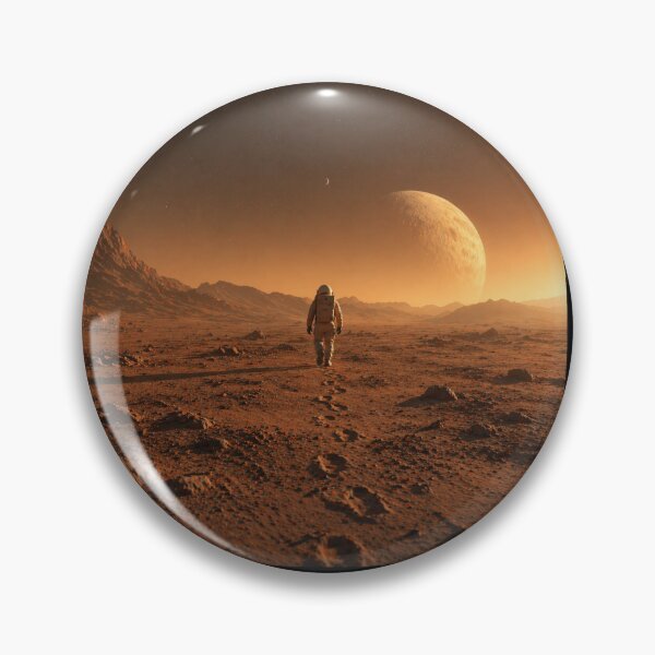 Item preview, Astronaut Walking on Distant Planet – Retro Space Landscape, Cosmic Journey designed and sold by Galskap.