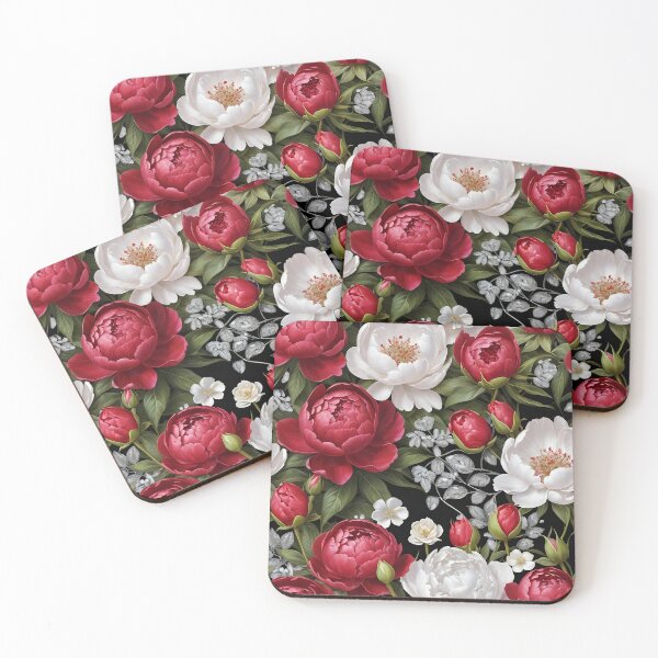 Item preview, Red and White Peonies Floral Seamless Pattern designed and sold by Leylita Design.