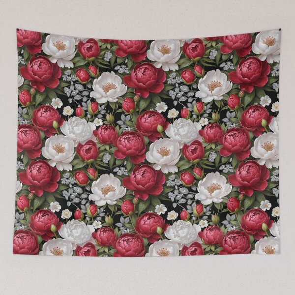 Item preview, Red and White Peonies Floral Seamless Pattern designed and sold by Leylita Design.