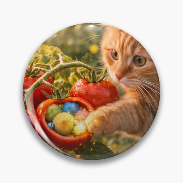 Item preview, Cat Discovering Magical Creatures Inside Tomatoes designed and sold by LovelyCatGalaxy.