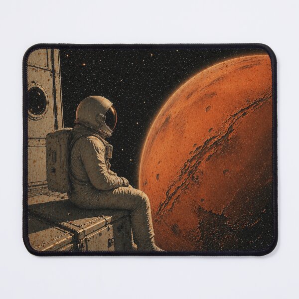 Item preview, Astronaut Sitting on Spacecraft – Retro Space Scene, Cosmic View designed and sold by Galskap.
