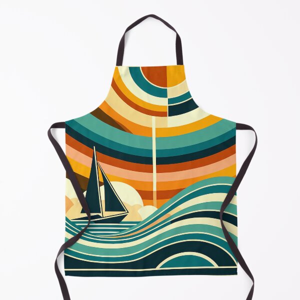 Item preview, Geometric Sailboat Beneath Concentric Sunset Waves designed and sold by InkSmithery.