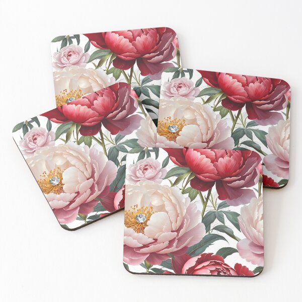 Item preview, Red and White Peonies Floral Seamless Pattern designed and sold by Leylita Design.