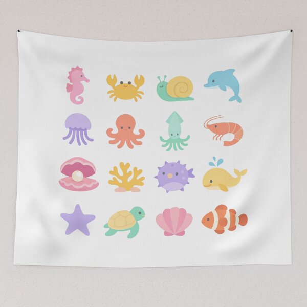Item preview, Cute Kawaii Sea Friends – Pastel Ocean Life Graphic designed and sold by FatmaElhofy.
