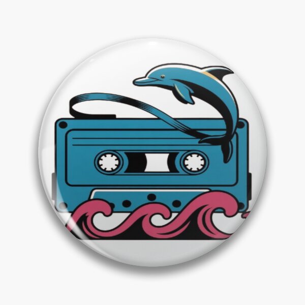 Item preview, Retro Cassette Tape with Dolphin and Waves designed and sold by DailySparks.